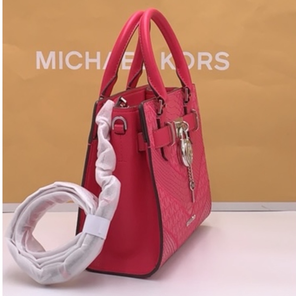 Michael Kors Hamilton Small Satchel Shoulder Crossbody Bag 
Electric Pink Multi - Picture 5 of 14